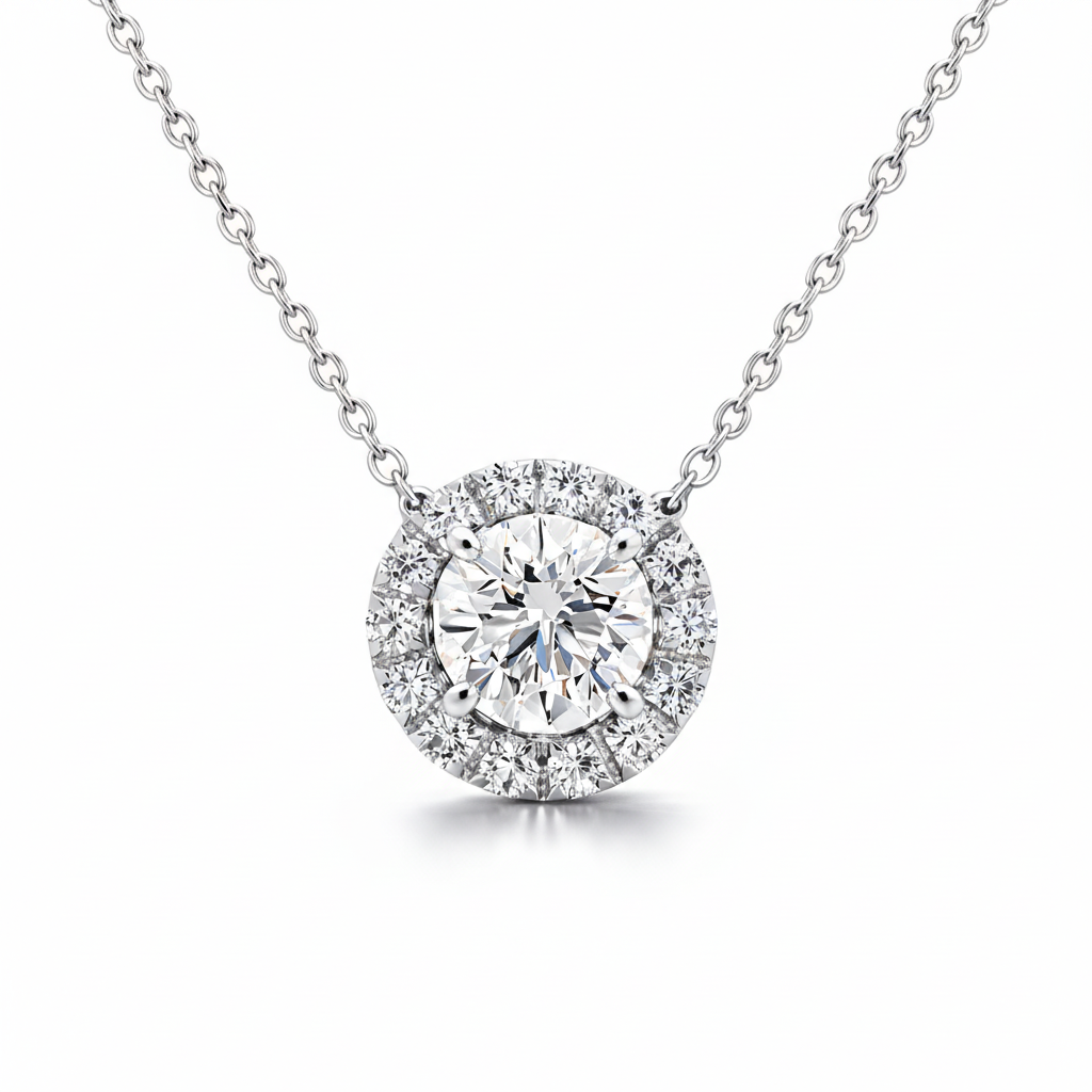 diamond halo pendant 