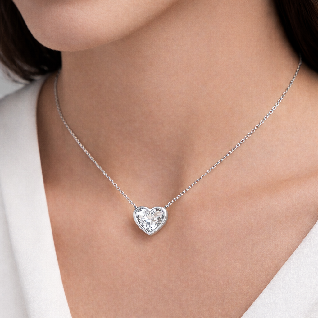 diamond heart bezel pendant model