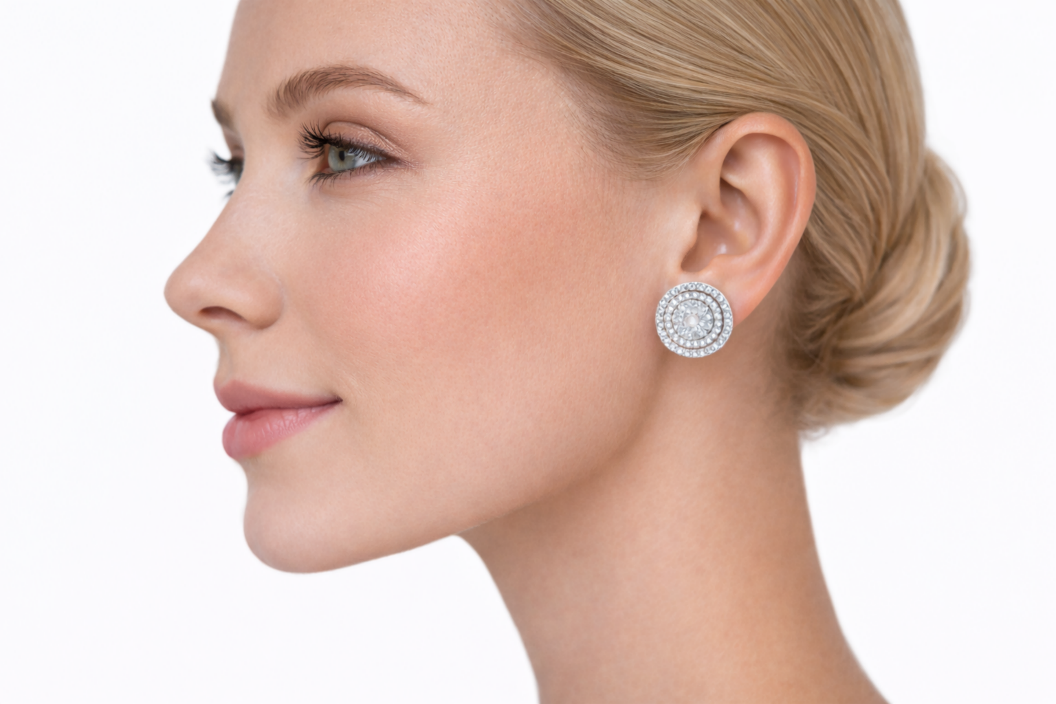 double halo diamond earrings white gold