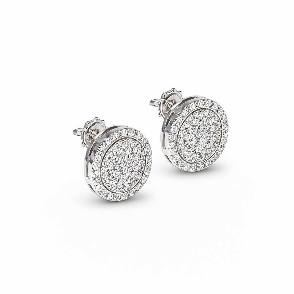 halo pave diamond earrings
