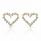 open heart diamond earrings in yellow gold