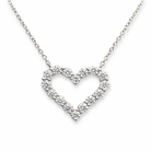 open heart diamond pendant in white gold 