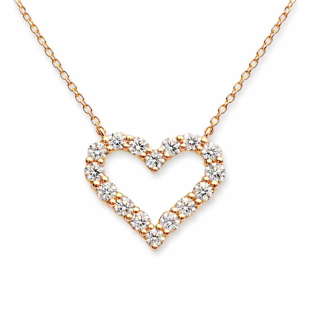 open heart rose gold pendant