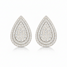 pear pave double halo earrings in white gold 