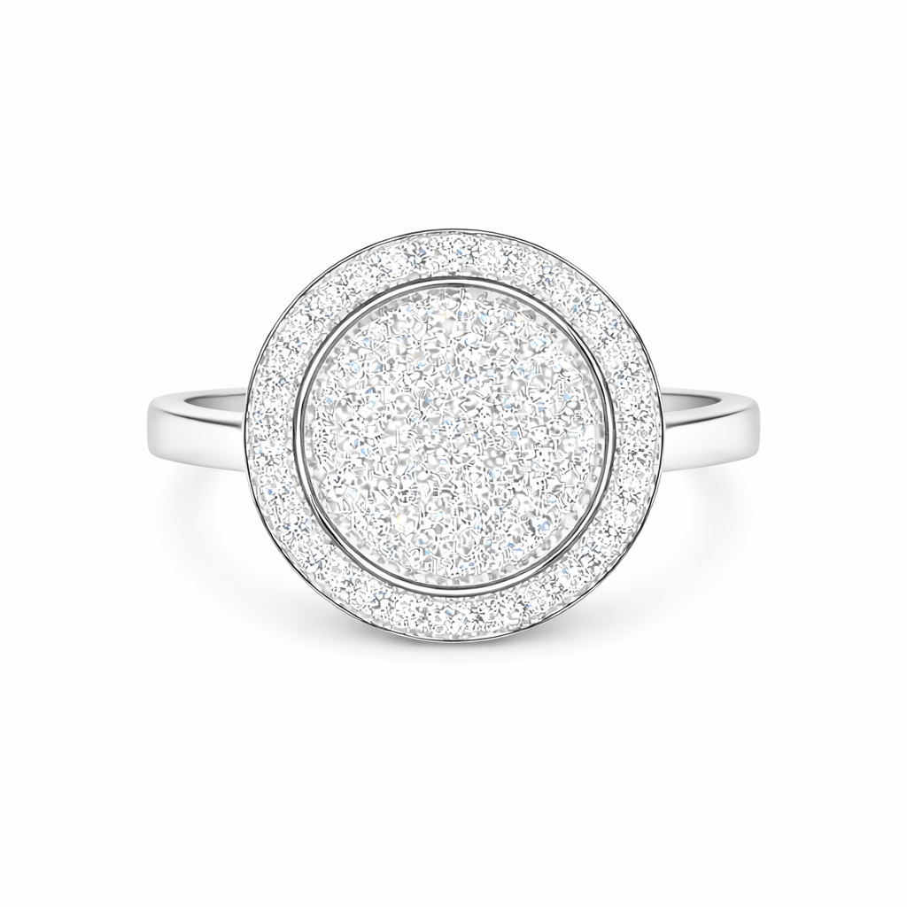 round  Pavè Halo Ring in white gold