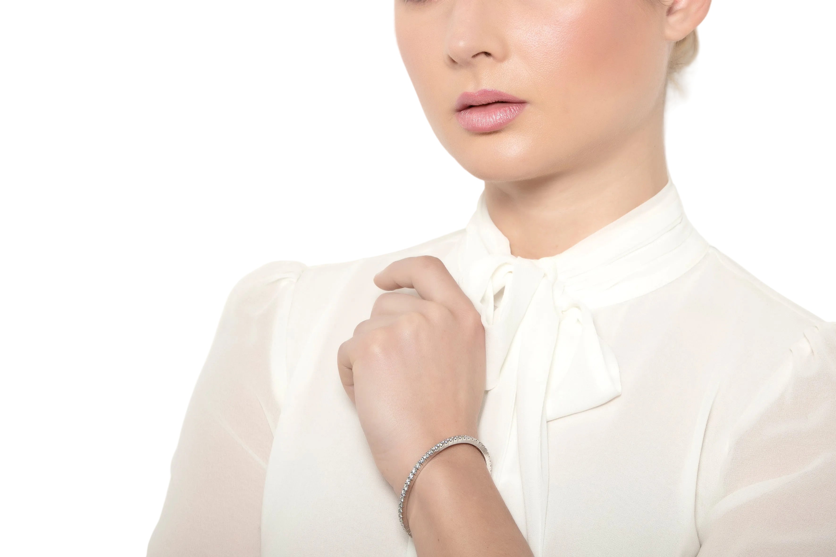 model wearing diamonds spring bracelet