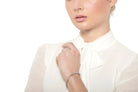 model wearing diamonds spring bracelet